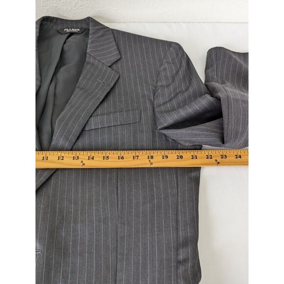 JoS A Bank 100% Wool‎ Charcoal Pinstripe Blazer Sport Coat Jacket Mens Size 40R - Picture 10 of 12